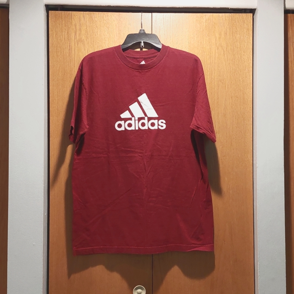 Adidas Men's Deep Red T-Shirt Size L